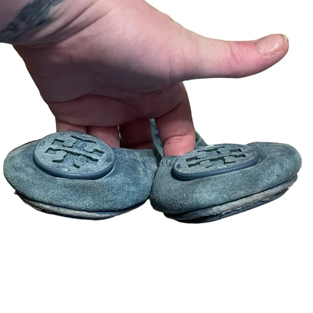 Tory Burch Minnie travel blue suede ballet flats - Picture 5 of 8